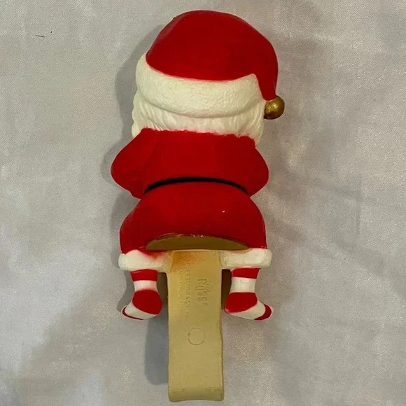 Vintage Russ Christmas Stocking Hanger Santa Claus with Striped Socks Joy - Picture 9 of 15